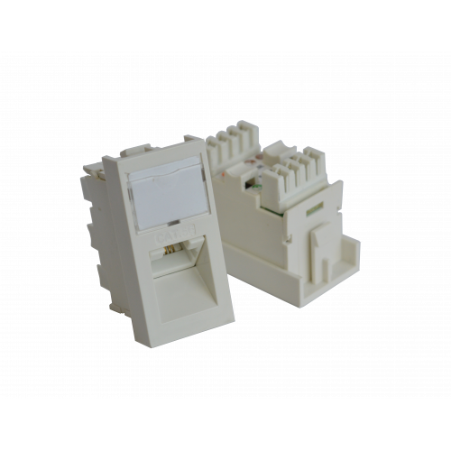 RJ-45 UTP Cat. 5E 22.5x45 mm angled insert, with label field, white
